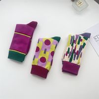 Femmes Rétro Points Ronds Bloc De Couleur Coton Crew Socks Une Paire main image 2