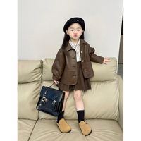 Simple Style Classic Style Solid Color Pu Girls Outerwear main image 1