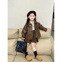 Simple Style Classic Style Solid Color Pu Girls Outerwear main image 4