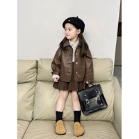 Simple Style Classic Style Solid Color Pu Girls Outerwear main image 3