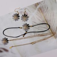 Elegant Snowflake Stainless Steel Glass Handmade Plating Gold Plated Women's Jewelry Set sku image 5