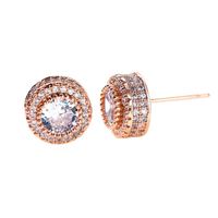 1 Pair Simple Style Round Plating Inlay Copper Artificial Gemstones Ear Studs main image 2