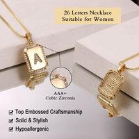 Hip-hop Vintage Style Letter Stainless Steel Copper Plating Inlay Zircon 14k Gold Plated Pendant Necklace main image 4