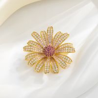 Lady Flower Copper Inlay Artificial Gemstones Women's Brooches sku image 1