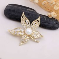 Lady Leaf Copper Alloy Inlay Zircon Women's Brooches sku image 1