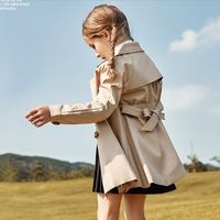 British Style Solid Color Cotton Girls Outerwear main image 5