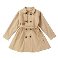 British Style Solid Color Cotton Girls Outerwear main image 4