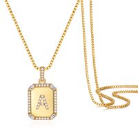Hip-hop Vintage Style Letter Stainless Steel Copper Plating Inlay Zircon 14k Gold Plated Pendant Necklace main image 3