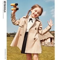 British Style Solid Color Cotton Girls Outerwear main image 3
