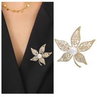 Lady Leaf Copper Alloy Inlay Zircon Women's Brooches main image 1