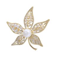 Lady Leaf Copper Alloy Inlay Zircon Women's Brooches main image 2