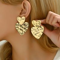 1 Pair Hip-Hop Luxurious Cross Heart Shape Skeleton Alloy Iron Drop Earrings sku image 2