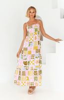 Women's Strap Dress Elegant Basic Square Neck Printing Zipper Sleeveless Geometric Maxi Long Dress Daily Street main image 5