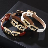 Simple Style Shiny Geometric Pu Leather Alloy Women's Wristband main image 1