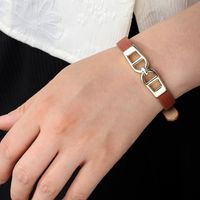 Simple Style Shiny Geometric Pu Leather Alloy Women's Wristband main image 3