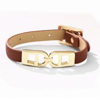 Simple Style Shiny Geometric Pu Leather Alloy Women's Wristband main image 6