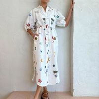 Women's Regular Dress Casual Classic Style Turndown Short Sleeve Printing Moon Heart Shape Maxi Long Dress Daily main image 6