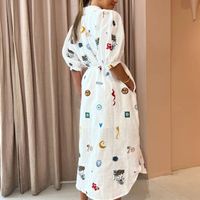 Women's Regular Dress Casual Classic Style Turndown Short Sleeve Printing Moon Heart Shape Maxi Long Dress Daily main image 5