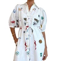 Women's Regular Dress Casual Classic Style Turndown Short Sleeve Printing Moon Heart Shape Maxi Long Dress Daily main image 3