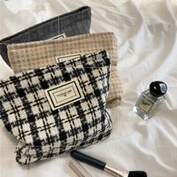 Frau Segeltuch Plaid Strassenmode Quadrat Reißverschluss Kosmetiktasche Wäschesack main image 6