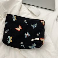 Women's Small Cotton Butterfly Vintage Style Square Zipper Cosmetic Bag Wash Bag sku image 2
