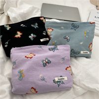 Women's Small Cotton Butterfly Vintage Style Square Zipper Cosmetic Bag Wash Bag main image 1