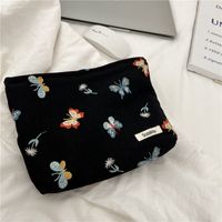 Women's Small Cotton Butterfly Vintage Style Square Zipper Cosmetic Bag Wash Bag main image 3