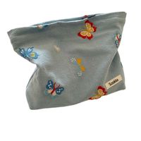 Women's Small Cotton Butterfly Vintage Style Square Zipper Cosmetic Bag Wash Bag main image 2