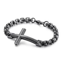 Hip-Hop Cross Titanium Steel 18K Gold Plated Men's Bracelets main image 3
