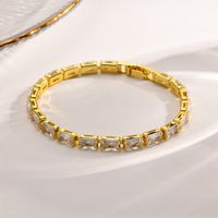 Copper Gold Plated Simple Style Shiny Plating Inlay Rectangle Zircon Bracelets main image 5