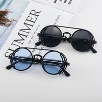 Classic Style Solid Color Ac Round Frame Full Frame Men's Sunglasses main image 1
