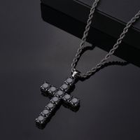 Hip-Hop Cross 304 Stainless Steel Copper Plating Inlay Zircon Men's Pendant Necklace main image 2