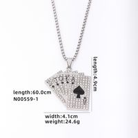 Hip Hop Poker Acier Inoxydable 304 Alliage De Zinc Placage Incruster Strass Plaqué Rhodium Hommes Pendentif sku image 2