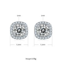Elegant Glam Luxurious Square Sterling Silver Gra Plating Inlay Moissanite Women's Earrings Necklace sku image 1