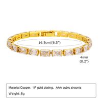 Copper Gold Plated Simple Style Shiny Plating Inlay Rectangle Zircon Bracelets sku image 2