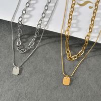 201 Stainless Steel 18K Gold Plated Streetwear Plating Square Layered Necklaces main image 4