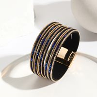 Simple Style Solid Color Pu Leather Inlay Artificial Diamond Women's Bangle sku image 1