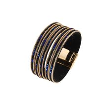 Simple Style Solid Color Pu Leather Inlay Artificial Diamond Women's Bangle main image 5