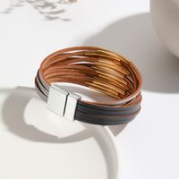 Simple Style Color Block Pu Leather Plating Women's Bangle main image 4