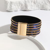 Simple Style Solid Color Pu Leather Inlay Artificial Diamond Women's Bangle main image 4