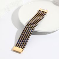 Simple Style Solid Color Pu Leather Inlay Artificial Diamond Women's Bangle main image 3