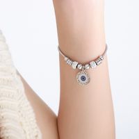 Simple Style Heart Shape Eye Titanium Steel Enamel Plating Inlay Shell Zircon 18k Gold Plated Bracelets sku image 13