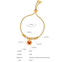 Simple Style Heart Shape Eye Titanium Steel Enamel Plating Inlay Shell Zircon 18k Gold Plated Bracelets sku image 9