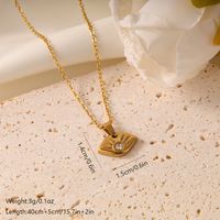 Vintage Style French Style Devil's Eye Solid Color Lotus Stainless Steel Plating Inlay Zircon 18k Gold Plated Pendant Necklace sku image 1