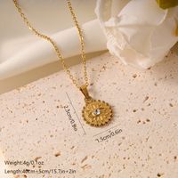 Vintage Style French Style Devil's Eye Solid Color Lotus Stainless Steel Plating Inlay Zircon 18k Gold Plated Pendant Necklace sku image 2