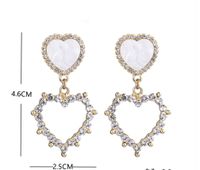 1 Pair Glam Heart Shape Inlay Alloy Rhinestones Drop Earrings main image 2