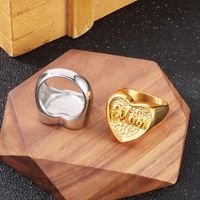 Titanium Steel 18K Gold Plated MAMA Simple Style Plating Letter Heart Shape Rings main image 3