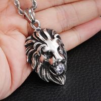 1 Piece Simple Style Cool Style Lion Titanium Steel Plating Inlay Jewelry Accessories main image 3
