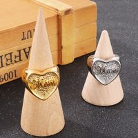 Titanium Steel 18K Gold Plated MAMA Simple Style Plating Letter Heart Shape Rings main image 1