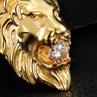1 Piece Simple Style Cool Style Lion Titanium Steel Plating Inlay Jewelry Accessories main image 4